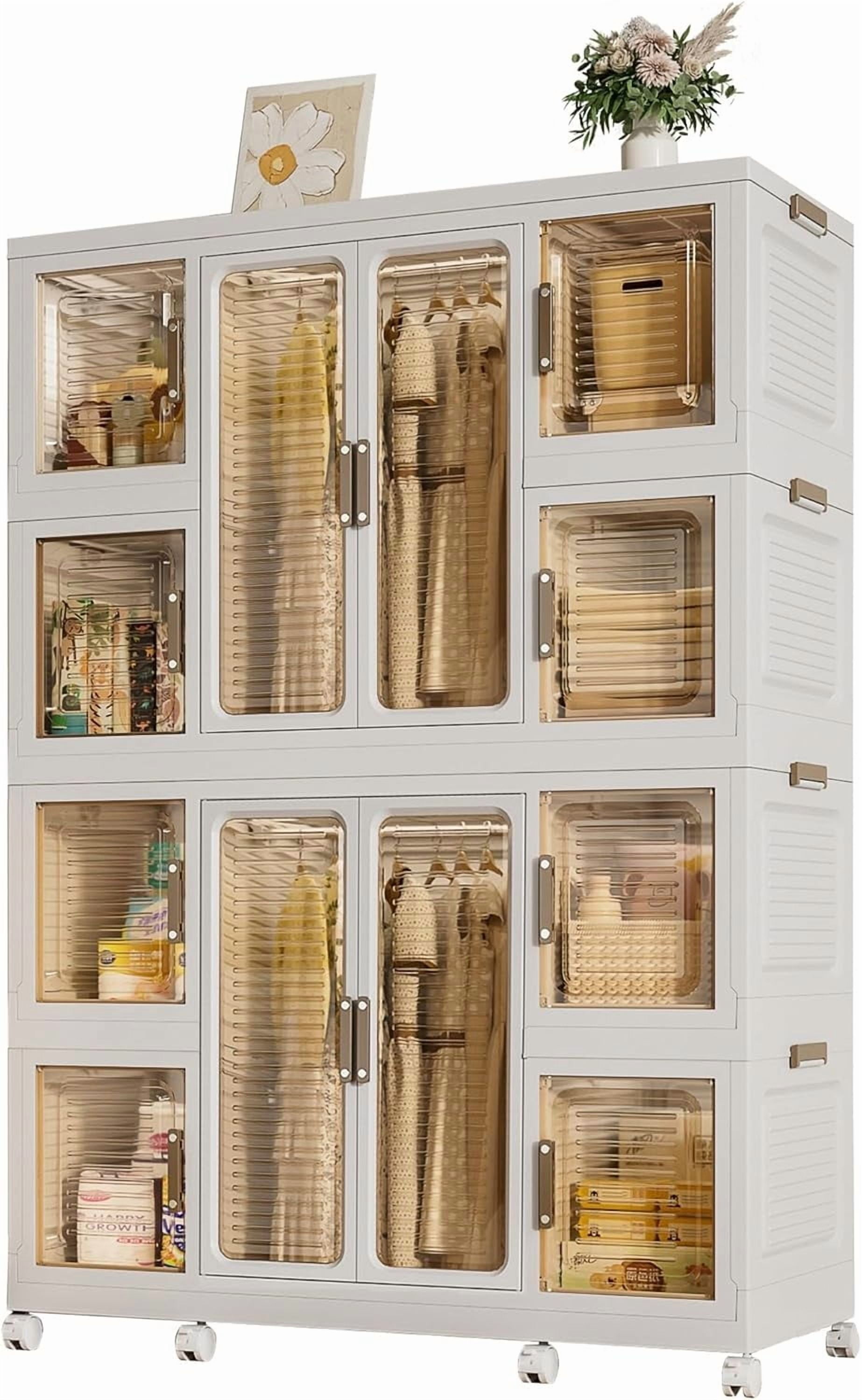 Portable Wardrobe Closet Storage Organizer for Clothes, Plastic
