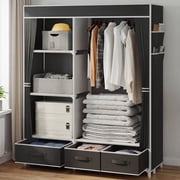 BAOKALER Portable Closet Organizers and Storage with 3 Drawers and 4 Side Pockets, 16mm Metal Tube Frame Clothes Rack Shelves for Bedroom, Living Room, Closet, 
