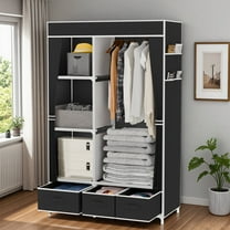 BAOKALER Portable Closet Organizers and Storage with 3 Drawers and 4 Side Pockets, 16mm Metal Tube Frame Clothes Rack Shelves for Bedroom, Living Room, Closet, Garage, Dorm, Black