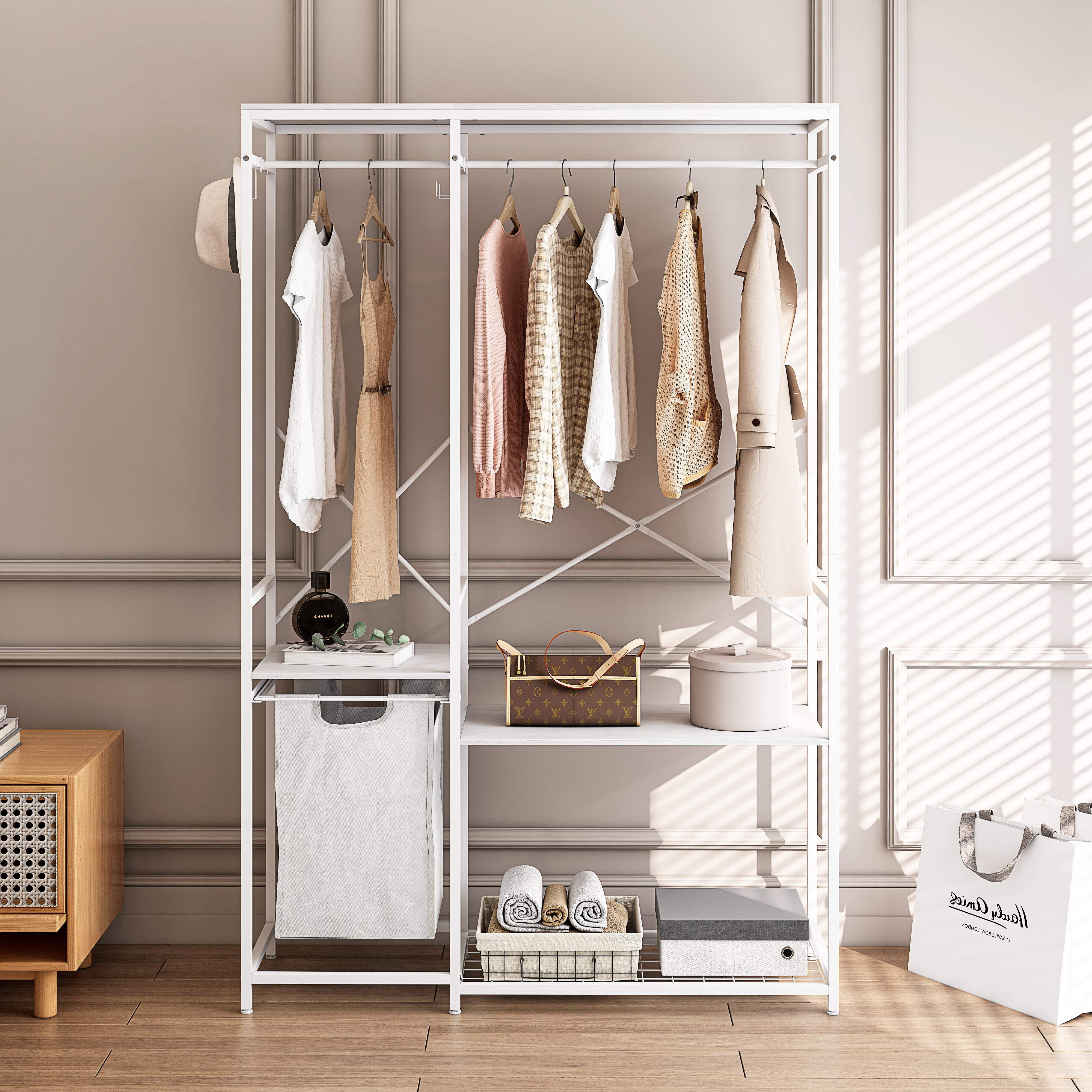 Portable Wardrobe Clothes Rack, Freestanding Clothing Rack With Bottom ...