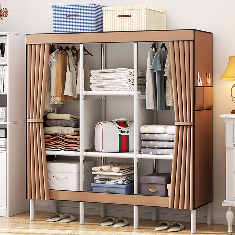 Portable Wardrobe Freestanding Clothes Storage Organizer with Shelves
