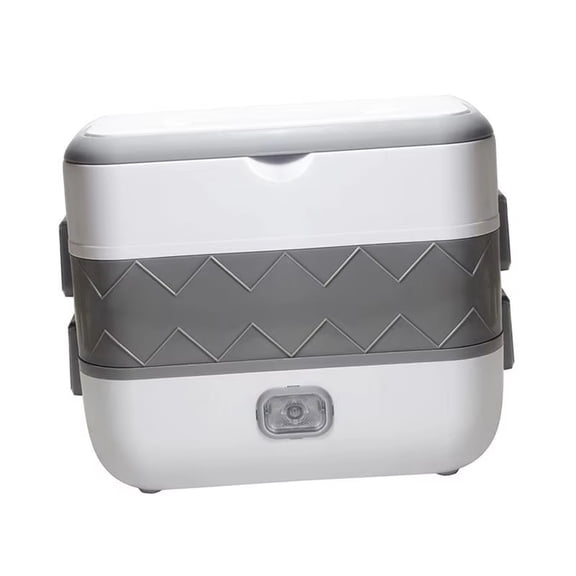 Portable Warmer Lunch Box, Lunch Box Container, 2-Tier Stacking, Us Plug, Temperature Retention, Work Commute, Light Gray, 1 Set