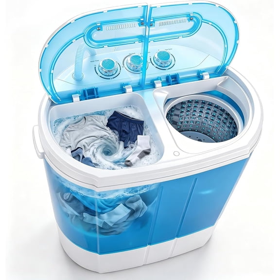 Portable Washer Compact Tub 9.9 LB Mini Top Load Washing Machine Washer/Spinner w/ 6.57 FT Inlet Hose