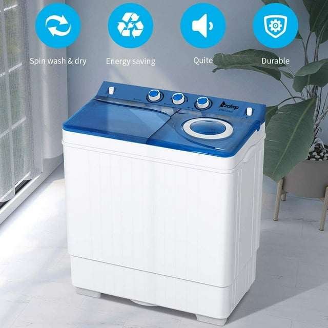 Portable Washer and Dryer, Twin Tub Washer and Spin Dryer with 26 lbs