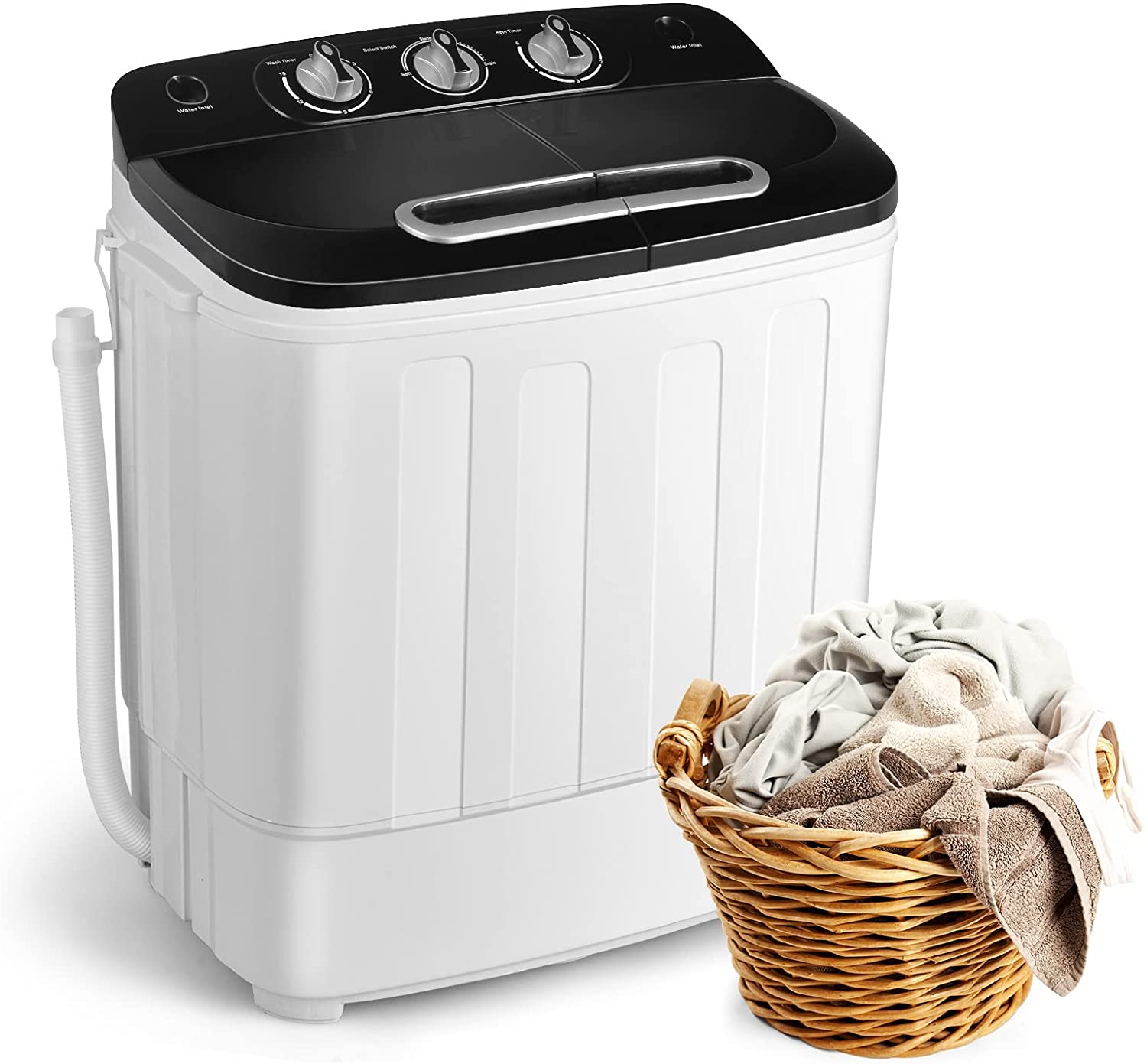 Portable Washer and Dryer Combo XPB36-1208-Black Mini Washing Machine,  Black 