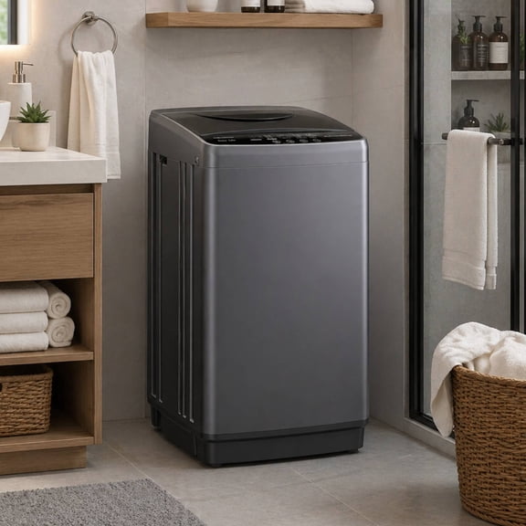 Portable Washing Machine, 1.06 cu.ft Compact Automatic Washer and Dryer with LED Display,10 washing modes for Apartment, RV, Dorm, Home, Grey