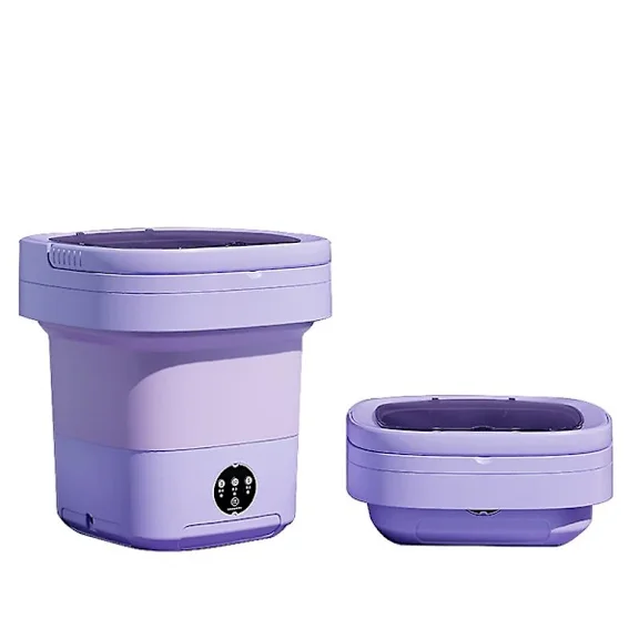 Portable Washing Machine, 11L 2-in-1 Foldable Washing Machine and Spinner Purple