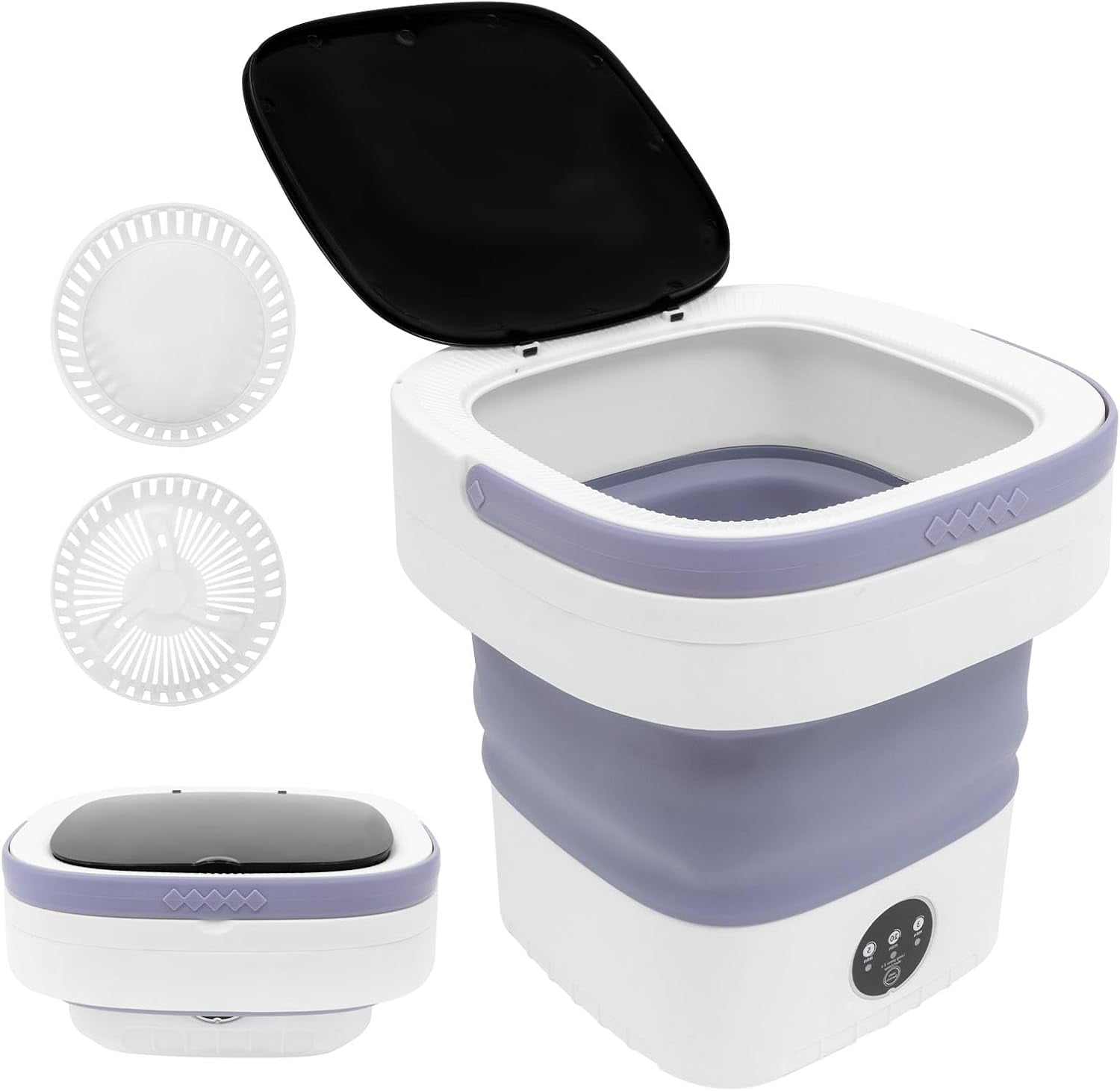 Portable Washing Machine 12L With Spin Basket,Foldable Mini Washing Machine with 3 Modes Cleaning Small Washer for Clothes, Underwear or Small Items, Apartment, Dorm,RV (Purple)