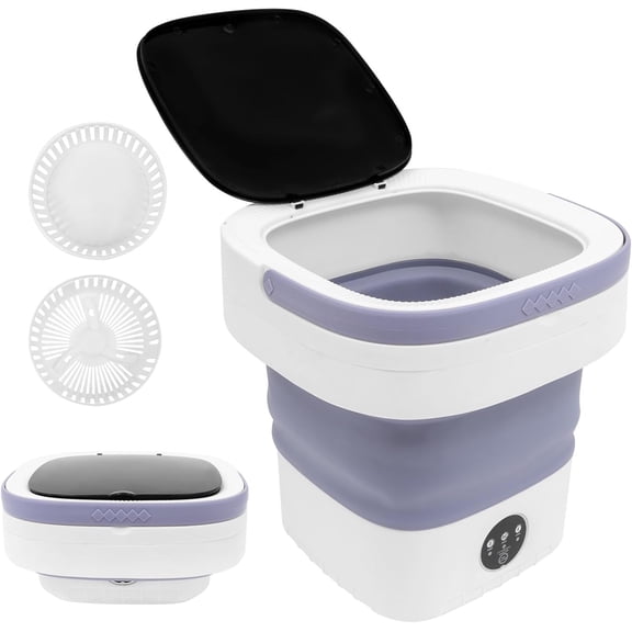 Portable Washing Machine 12L With Spin Basket,Foldable Mini Washing Machine with 3 Modes Cleaning Small Washer for Clothes, Underwear or Small Items, Apartment, Dorm,RV (Purple)