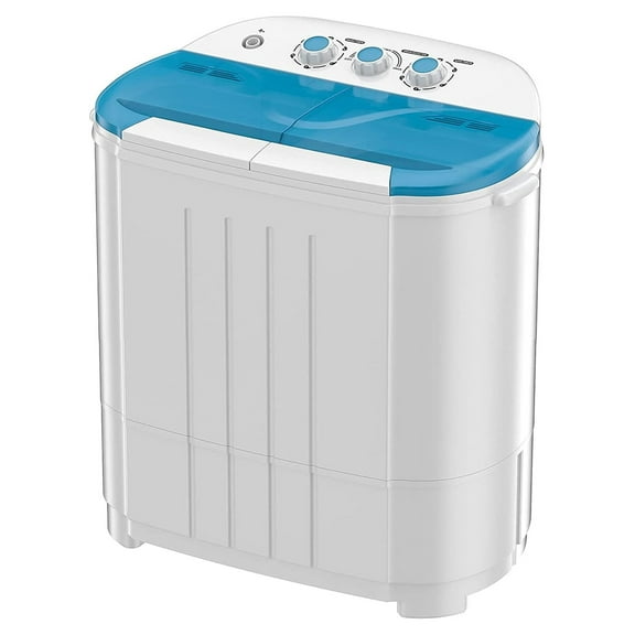 Portable Washing Machine, 14lbs Mini Tub Washer Compact Laundry Machine with Built-in Gravity Drain Time Control, Semi-automatic 9lbs Washer 5lbs Spinner for Dorms, Apartments, RVs