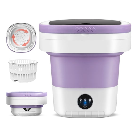 Portable Washing Machine 16L Large Capacity, Upgraded Portable Washer with 3 Cleaning Modes, Deep Cleaning Small Washer for Travel, Camping, Apartments, Dorms, Hotels (Purple)