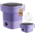 thumbnail image 1 of Portable Washing Machine, 16L Mini Washer for Apartments, RV & Travel | Folding Clothes Washer with Spin Basket & 3 Modes | Compact Washing Machine for Underwear, Socks, Baby Clothes (Purple), 1 of 8