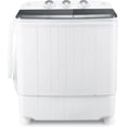 thumbnail image 1 of Portable Washing Machine 17.6Lbs Capacity Washer&Dryer Combo 2 In 1 Mini Compact Twin Tub Laundry Washer(11Lbs) & Spinner(6.6Lbs) with Gravity Drain Pump for Apartment,Dorms,RV Camping(grey+white), 1 of 7