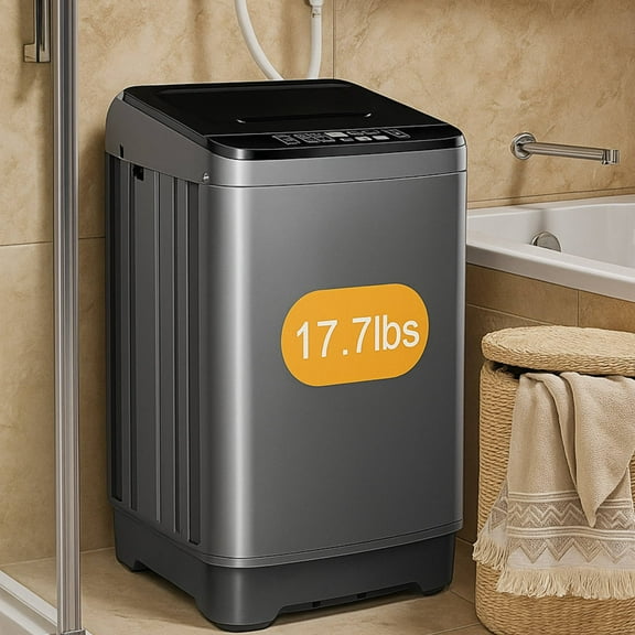 Portable Washing Machine 17.7 lbs Full Automatic Washer and dryer with 10 Programs & 8 Water Levels Lavadora Laundry Machine for Apartment,Bathroom,RV, Grey