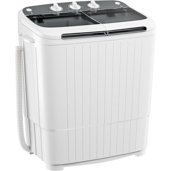 Portable Washing Machine, 2 In 1 Small Washing Machine and Spin Dryer Combo, 17.6lbs Compact Mini Twin Tub Laundry Machine for Camping, Apartments, Dorms, College Rooms, RV, Delicates, Grey