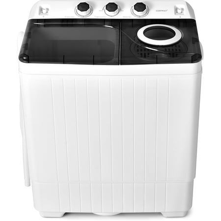 Portable Washing Machine, 2-in-1 Twin Tub 26lbs Capacity Laundry Washer(18lbs) and Spinner(8lbs) with Control Knobs, Timer Function, Drain Pump, Perfect for Home Apartment RV, Black