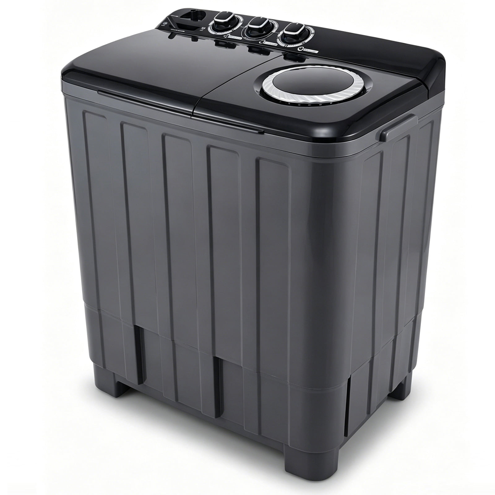Portable Washing Machine, 30lbs Twin Tub Washer Compact Laundry Machine with Drain Pump,Compact Washer for Home Dorm Apartment,Black