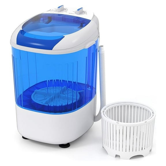 Portable Washing Machine, 5.5 lbs Mini Top Load Washer with Removable Spin Dry Tub & Safety Cover, Compact Semi-Automatic Laundry Machine for Home Apartment RV Dorm, Blue/Gray (Blue)