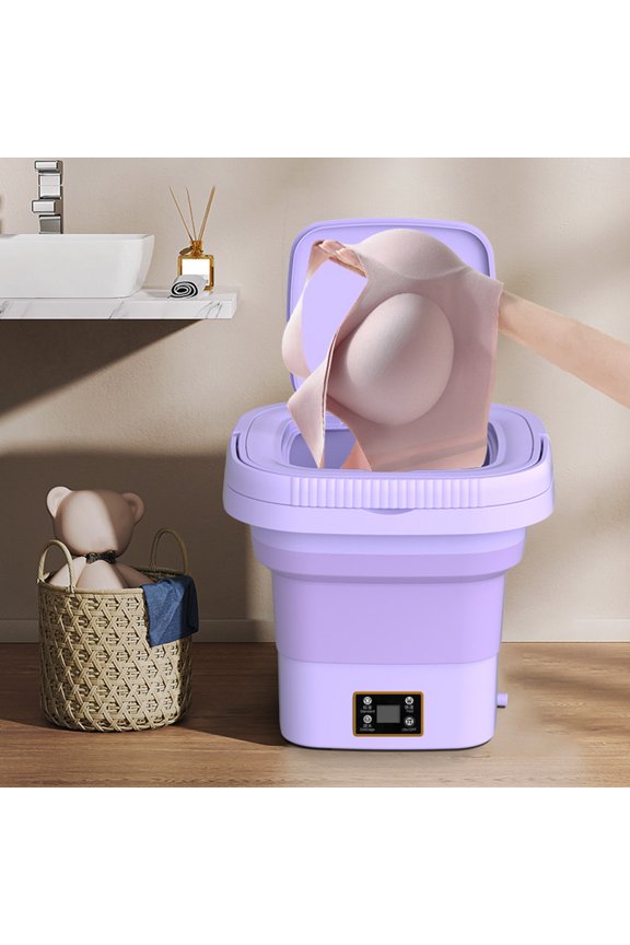 Portable Washing Machine, Foldable Mini Washer with Dehydration Basket Large Capacity One Touch Operation Compact Space Saving Design, for Apartments Dormitories Camping Travel Underwear Socks