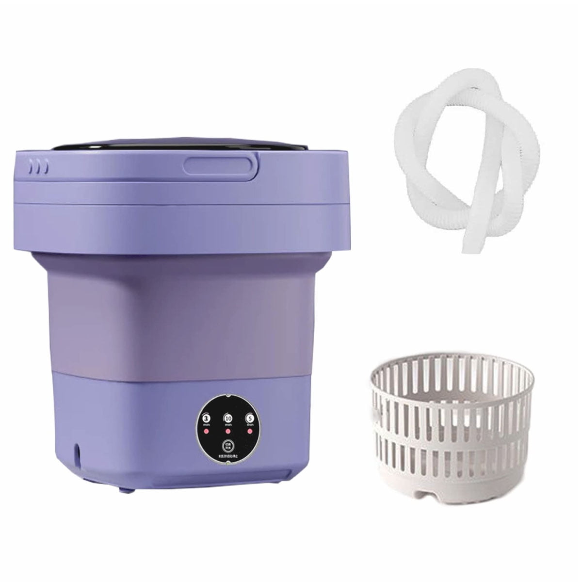 Portable Washing Machine, Foldable Mini Washer with Drain Basket, 3 Modes Deep Cleaning - 6.5L High Capacity for Lingerie, Personal, Baby, Delicates Cleaning(Purple)