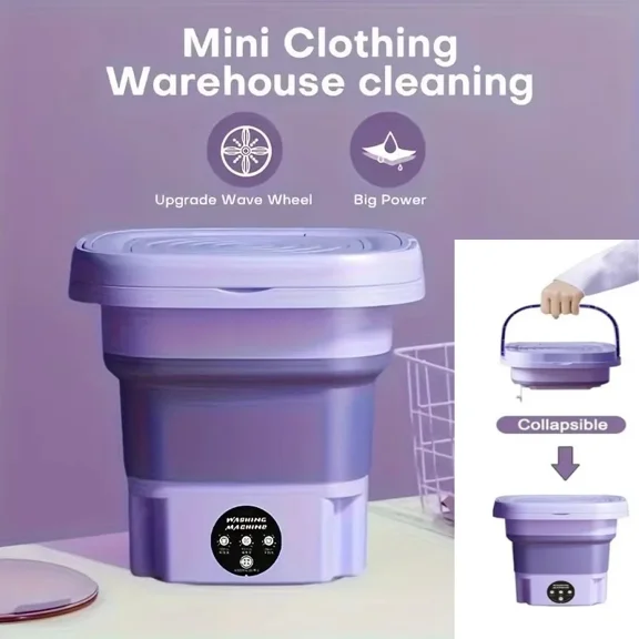 Portable Washing Machine Foldable Mini Washer With Spin Dryer 8L Compact Wash And Spin Machine For Small Laundry, Semi-Automatic Space Saving Washer For Socks, Underwear, Dorm, Apartment, RV & Travel
