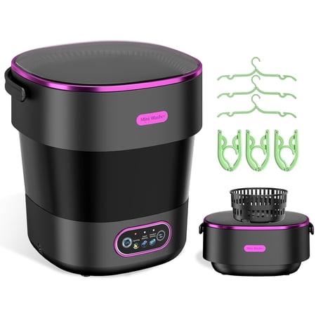 Portable Washing Machine, Folding 20L Mini Washer and Spin-Dryer, 3 Cleaning Modes Small Compact Laundry Machine of Underwear, Baby Clothes, for Apartments, Dormitories, RV, Travel, Black