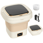 Portable Washing Machine, Mini Washing Machine, Foldable Bucket Washing Machine, Mini Washer and Dryer with 9 L High Capacity for Travel, Apartment, Camping & Rv (Off-White)