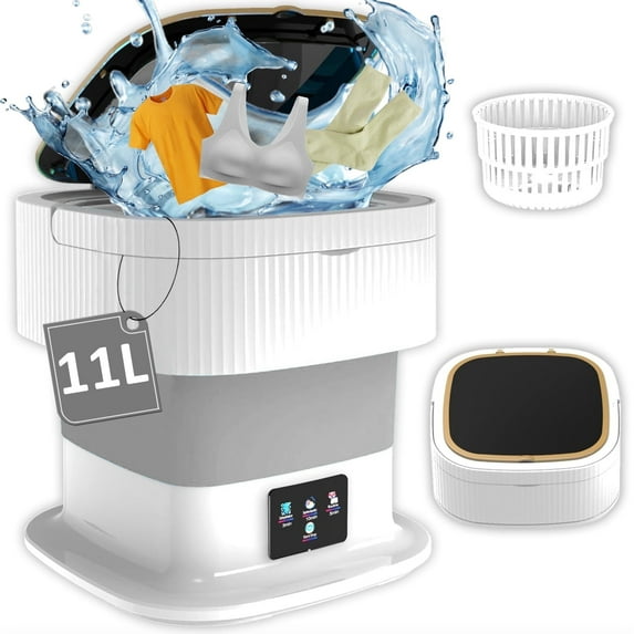 Portable Washing Machine,Mini Folding Washer Deep Cleaning for Baby Clothes and Other Small Clothes ,12L Upgraded Large Capacity ,Suitable for Apartments, Dormitories, Hotel. (Grey)