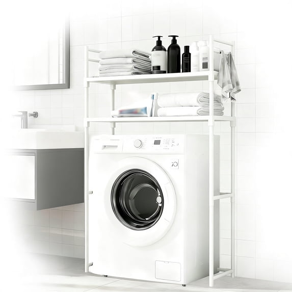 Portable Washing Machine Rack, 2-Tier Over the Washer Storage Shelf ...