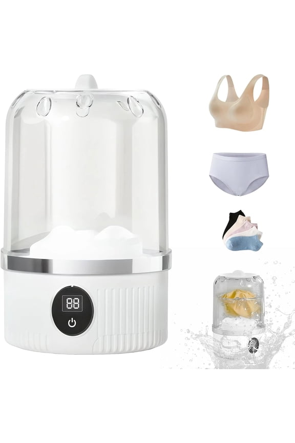 Portable Washing Machine, Underwear Washer, Small Washing Machines, Mini Washing Rechargeable Cordless Washing-Machine, Laundry Cup for Bra, Underwear, Socks (1.2 L capacity)