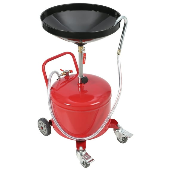 Portable Waste Oil Drainer, Height Adjustable Pneumatic Industrial Fluid Drain Tank with Wheels, Oil Pan Funnel for Changing Car and Truck Oil