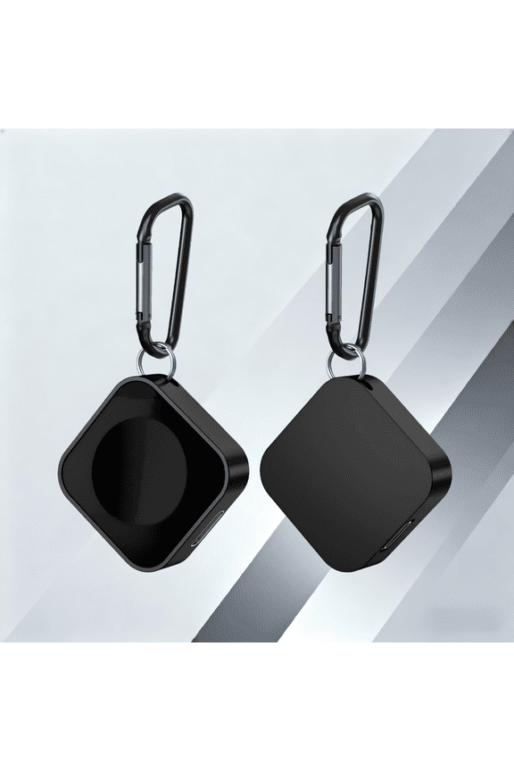 Portable Watch Charger Black- 5W Magnetic Wireless Fast Charging | Lightning/USB-C Dual Port + Keychain