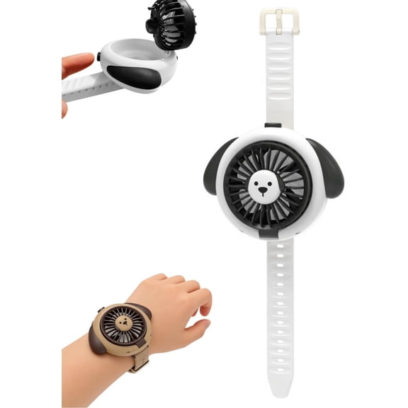 Portable Watch-Shape Fan, Rechargeable 3-Speed Air Cooler Personal Fan with Wrist Strap, Wearable Small Cooling Gadget for Camping, Hiking, Travel Vacation(white)Q
