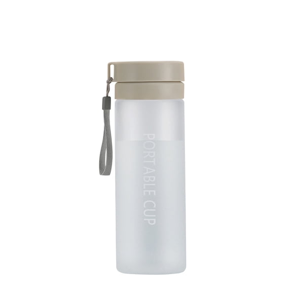 Portable Water Bottle 600ml Frosted Sports Cup with Secure Lid and Carry Strap for Outdoor and Indoor Use Leakproof Design