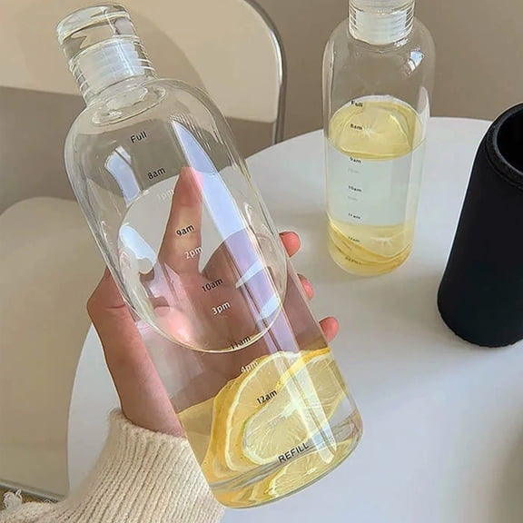 Portable Water Bottle With Measurements Reusable Plastic Water Bottles Leakproof Cold Brew Thermo Mug For Gym Hiking Travel