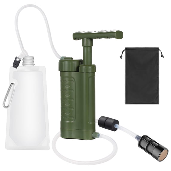 Portable Water Filter Pump - 0.01 Micron Ultrafiltration System For Camping, Hiking & Emergency Survival, Lightweight Purifier Removes Bacteria & Protozoa