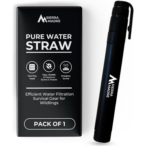 Portable Water Filter Straw 264 Gallon Filtration for Backpacking, Camping, Hiking, Travel - Ideal Outdoor Emergency Hydration & Supplies Lightweight (Pack 1)