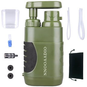 Portable Water Filter Water Purifier Pump, with Internal Carbon and Ultra Filter Assembly, 0.01 Micron Absolute Hollow Fiber Membrane Survival Gear for Camping, Hiking and Emergency
