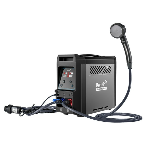 Portable Water Heater for Camping, Propane On-Demand Camp Water Heater with 4000mAh 1.5h Rechargeable Built-in Battery, Compact Outdoor Instant Hot Shower Heater