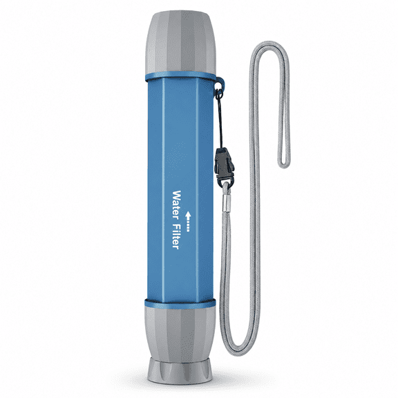 Portable Water Purifier Filtration System Blue 1 Pack Camping Hiking Travel Emergency Use