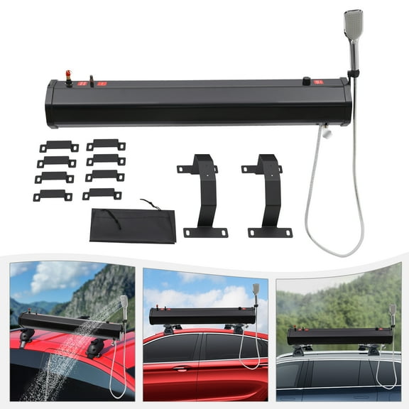 Portable Water Tank for Camping, 30L Car Camping Shower Roof Rack Mount Road Shower, Outdoor Activities Water Supply Black