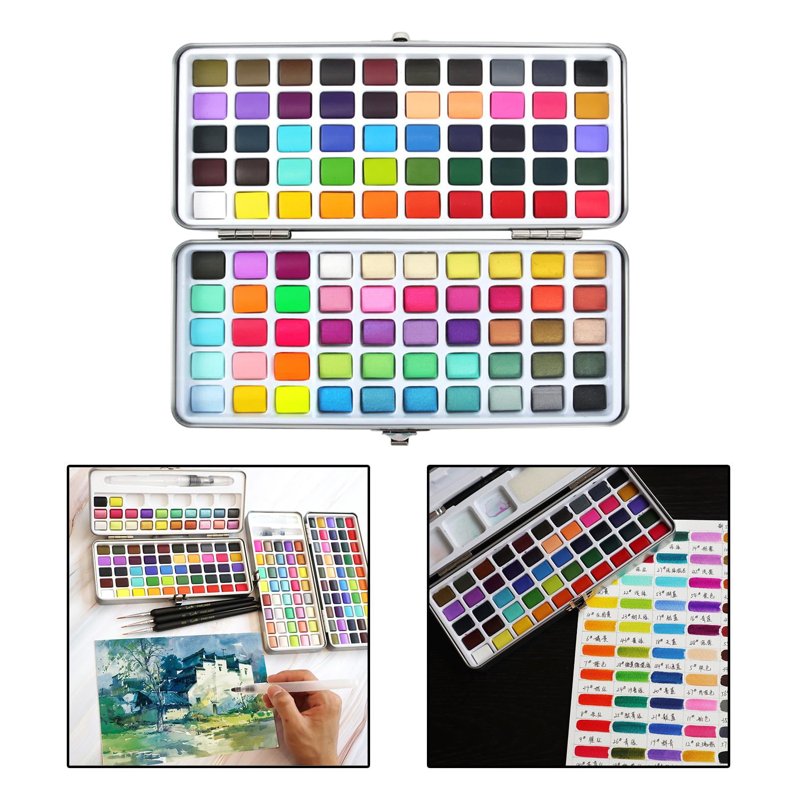 100 Colors Watercolor Paint Set & 11 Pcs Miniature Detail Paint