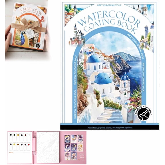 Portable Watercolor Painting Kit for Beginners, 3-Fold Art Pad, Travel Stress Relief Set