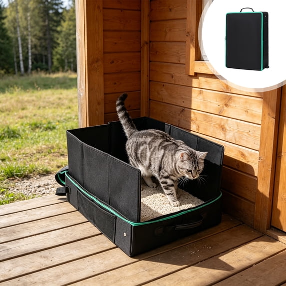 Portable Waterproof Foldable Pet Litter Box - Travel Litter Pan Fabric Outdoor Cats Toilet, Disposable No-Wash Design, Easy Clean Storage, Camping Use