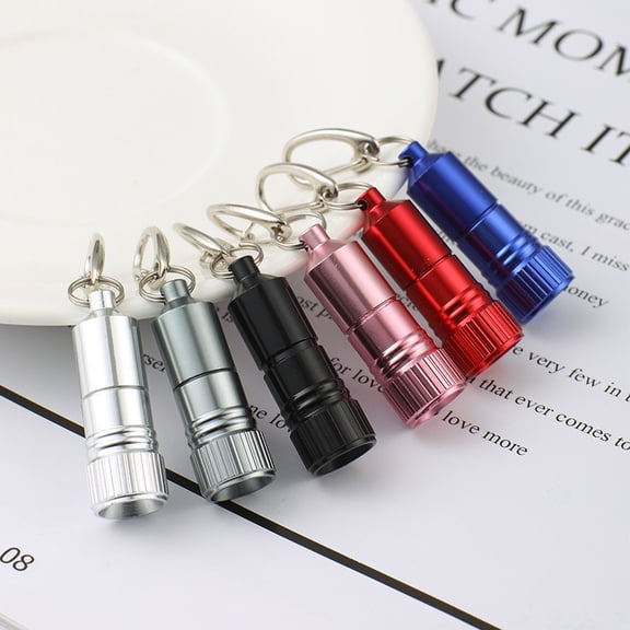 Portable Waterproof Mini Keychain Capsule Container with Carabiner for Outdoor Storage and Protection