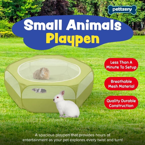 Portable Waterproof Pet Playpen for Small Animals, Foldable Exercise Pen with Zippered Top