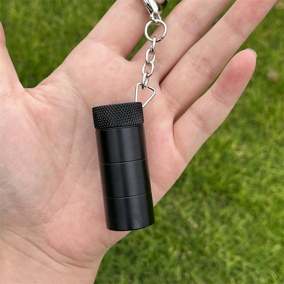 Portable Waterproof Pill Holder, Keychain Pill Case, Aluminum Single Chamber Pill Container, Compact Pocket Pill Organizer for Travel, Durable Small Pill Box for Medication & Vitamins