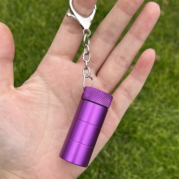 Portable Waterproof Pill Holder, Keychain Pill Case, Aluminum Single Chamber Pill Container, Compact Pocket Pill Organizer for Travel, Durable Small Pill Box for Medication & Vitamins