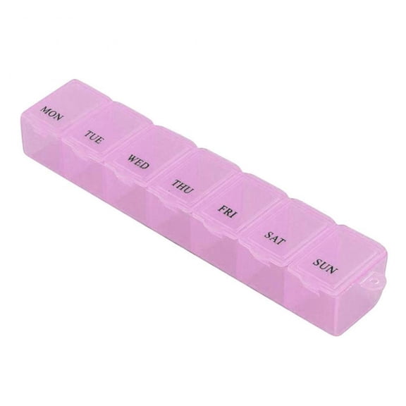 Portable Waterproof Pillbox, 7 Days Compact Travel Medicine Organizer, Sealed Weekly Pill Holder for Vitamins & Daily Medication, Durable Plastic(Pink)