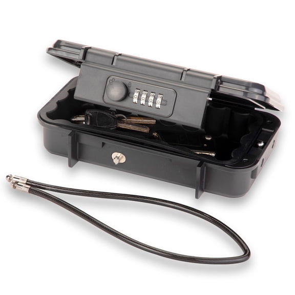 Portable Waterproof Security Lock Box With Combination Lock & Cable, Outdoor Travel Safe For Keys, Phone, Valuables, IP65 Rated ABS+EVA Protective Case